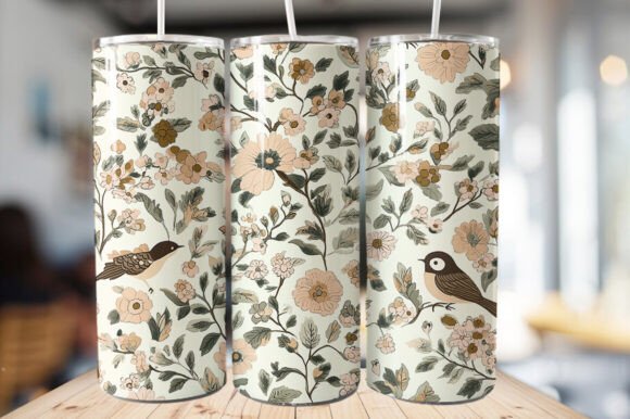 Download Vintage Bird &amp; Flowers Tumbler Wrap - Tumbler wrap Collection