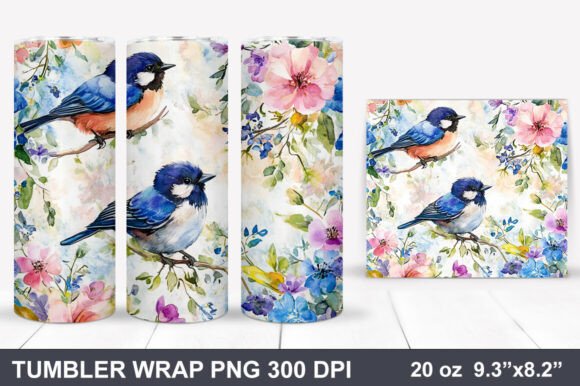Download Bird and Flowers Tumbler Wrap - Tumbler wrap Collection
