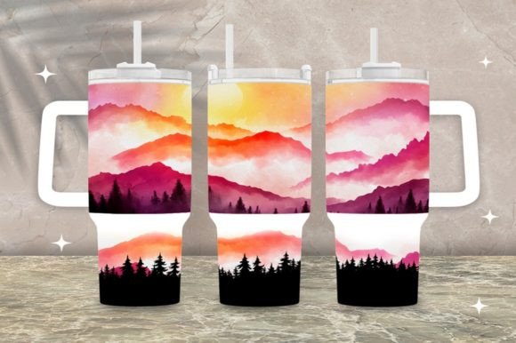 Download 40 Oz Sunset Design Tumbler Wrap Png - Tumbler wrap Collection