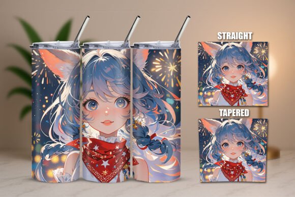 Download Furry Ear Anime Girl Art Tumbler Wrap - Tumbler wrap Collection