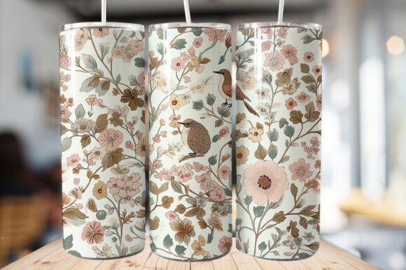 Download Vintage Bird &amp; Flowers Tumbler Wrap - Tumbler wrap Collection