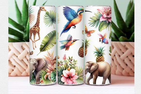 Download Watercolor Tropical Animal Tumbler Wrap - Tumbler wrap Collection