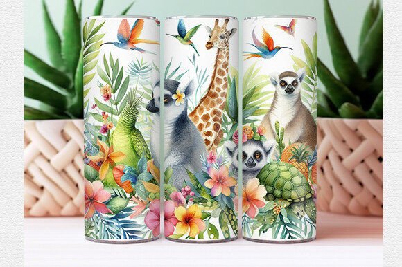 Download Watercolor Tropical Animal Tumbler Wrap - Tumbler wrap Collection