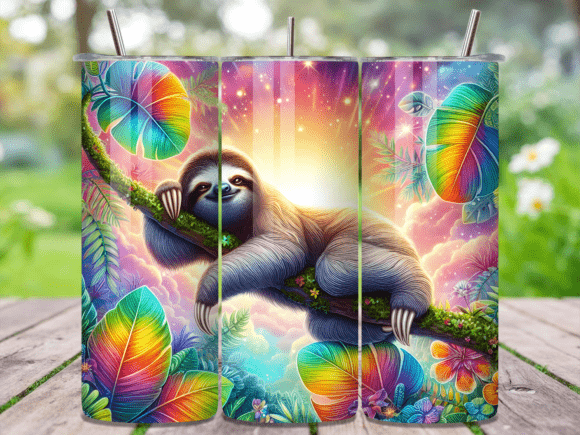 Download Sloth Colorful Jungle Tumbler Wrap - Tumbler wrap Collection