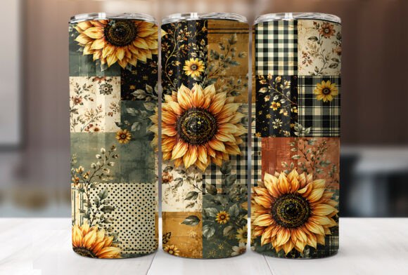 Download Rustic Sunflower Plaid 20oz Tumbler Wrap - Tumbler wrap Collection