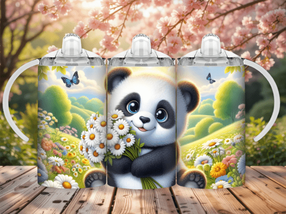 Download Panda Daisy Sippy Cup Kids Tumbler Wrap - Tumbler wrap Collection