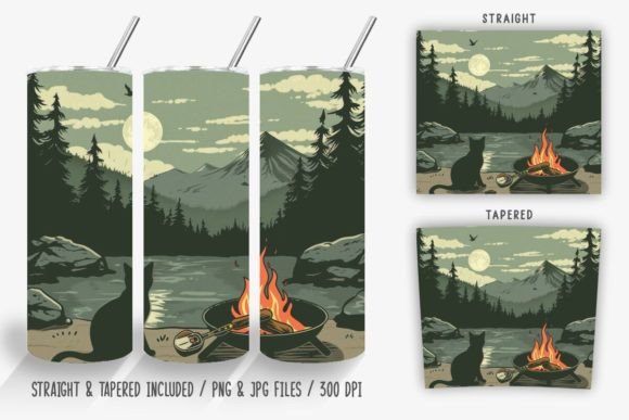 Download Cat Campfire by the Lake Tumbler Wrap - Tumbler wrap Collection