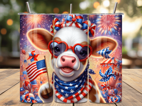 Download Cow American Flag July 4th Tumbler Wrap - Tumbler wrap Collection