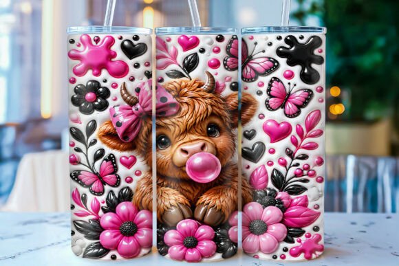 Download Inflated Highland Cow 20oz Tumbler Wrap - Tumbler wrap Collection