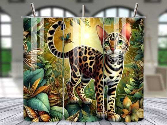 Download Bengal Cat Jungle Tumbler Wrap Design - Tumbler wrap Collection