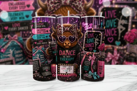 Download Dance Mom Highland Cow Tumbler Wrap PNG - Tumbler wrap Collection
