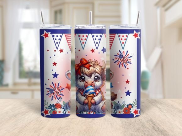 Download July 4th Highland Cow 20 Oz Tumbler Wrap - Tumbler wrap Collection