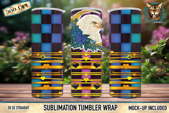 Download Purple Blue Checkered Eagle Tumbler Wrap - Tumbler wrap Collection