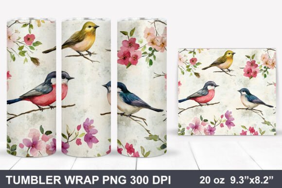 Download Bird and Flowers Tumbler Wrap - Tumbler wrap Collection