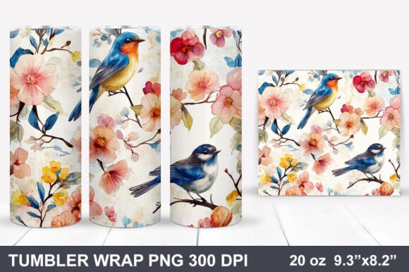 Download Bird and Flowers Tumbler Wrap - Tumbler wrap Collection