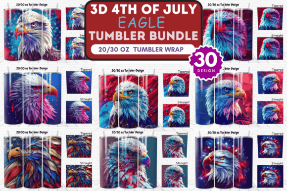 Download 3D 4th of July Eagle Tumbler Wrap Bundle - Tumbler wrap Collection