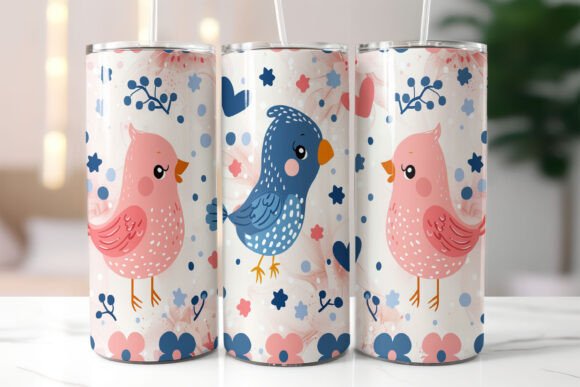 Download Charming Bird Trio Pattern Tumbler Wrap - Tumbler wrap Collection