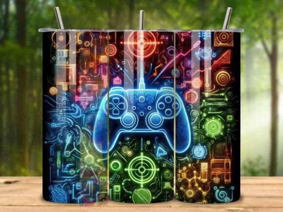 Download Neon Gamer 20oz Tumbler Wrap Png V.6 - Tumbler wrap Collection