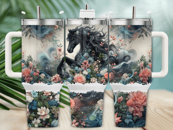 Download Floral Black Stallion 40oz Tumbler Wrap - Tumbler wrap Collection