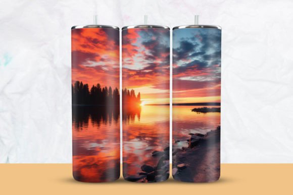 Download Sunset with Lake Tumbler Wrap - Tumbler wrap Collection