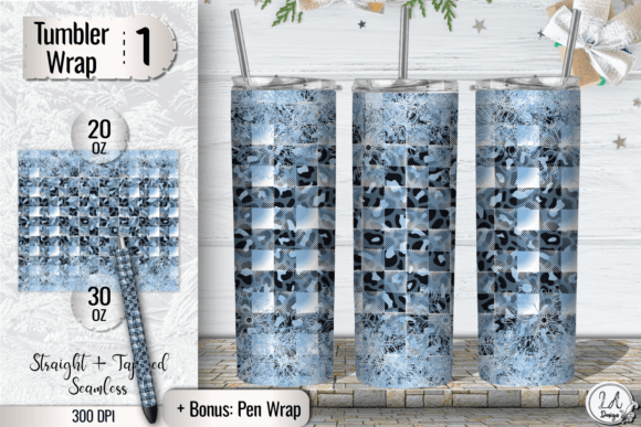 Download Blue Checkered Leopard Tumbler Wrap PNG - Tumbler wrap Collection
