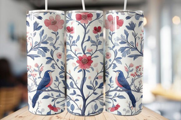Download Vintage Bird &amp; Flowers Tumbler Wrap - Tumbler wrap Collection
