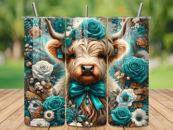 Download Vintage Teal Rose Cow Tumbler Wrap - Tumbler wrap Collection