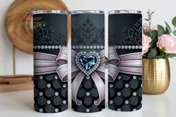 Download Black Lace Tufted Bow 20oz Tumbler Wrap - Tumbler wrap Collection