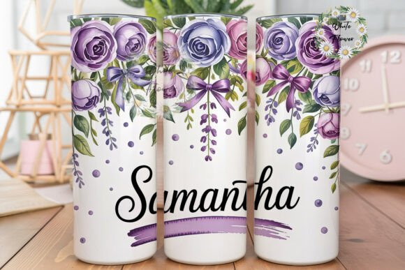 Download Purple Floral Personalized Tumbler Wrap - Tumbler wrap Collection