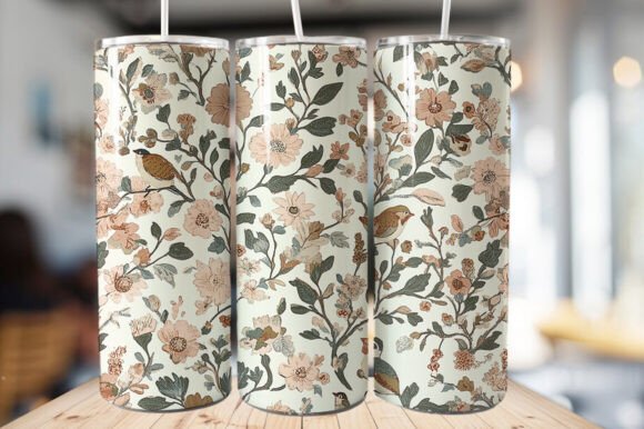 Download Vintage Bird &amp; Flowers Tumbler Wrap - Tumbler wrap Collection