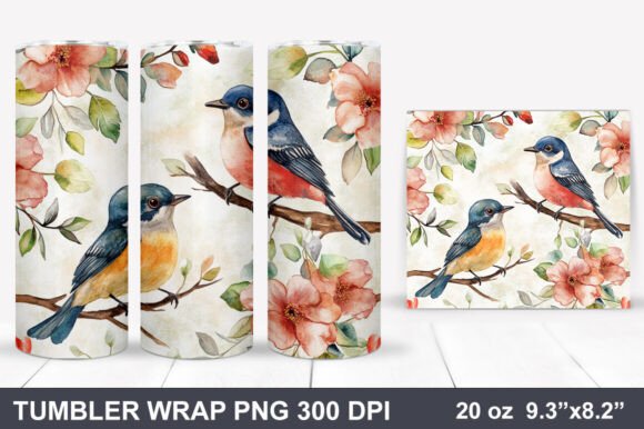 Download Bird and Flowers Tumbler Wrap - Tumbler wrap Collection