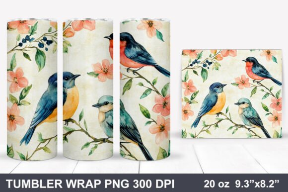 Download Bird and Flowers Tumbler Wrap - Tumbler wrap Collection