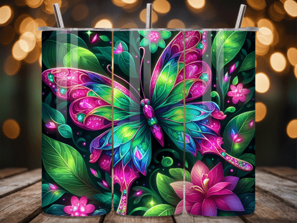 Download Neon Glow Butterfly Jungle Tumbler Wrap - Tumbler wrap Collection