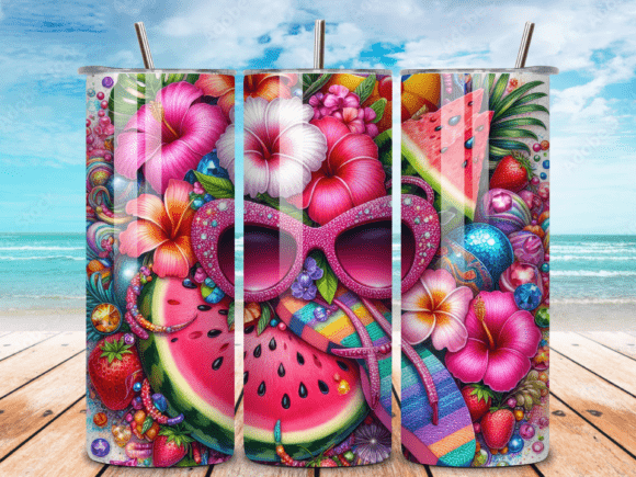 Download Pink Tropical Summer Tumbler Wrap PNG - Tumbler wrap Collection