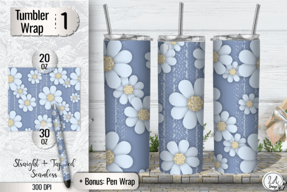 Download Daisy Tumbler Wrap Summer Flowers Design - Tumbler wrap Collection
