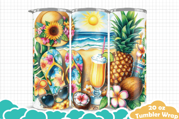 Download Flip Flop Summer Beach Tumbler Wrap - Tumbler wrap Collection
