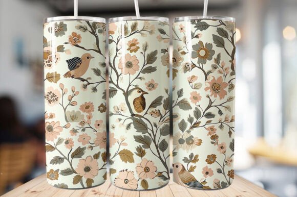 Download Vintage Bird &amp; Flowers Tumbler Wrap - Tumbler wrap Collection