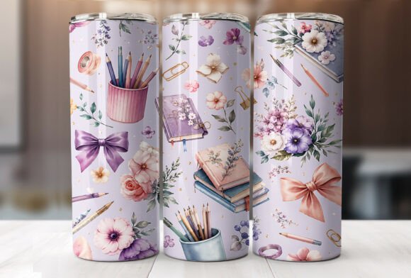 Download Purple Floral Teacher Tumbler Wrap PNG - Tumbler wrap Collection