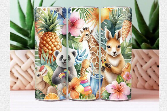 Download Watercolor Tropical Animal Tumbler Wrap - Tumbler wrap Collection