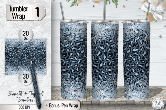 Download Blue Glitter Leopard Tumbler Wrap PNG - Tumbler wrap Collection