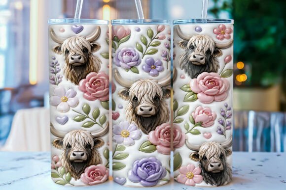 Download Inflated Highland Cow Tumbler Wrap PNG - Tumbler wrap Collection