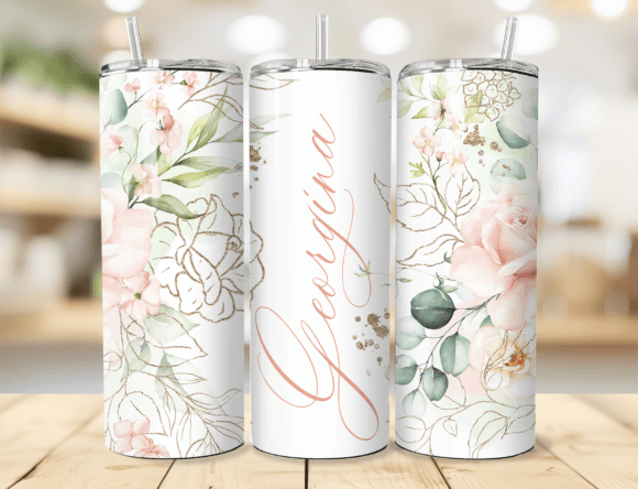 Download Blush Gold Floral Name Tumbler Wrap - Tumbler wrap Collection