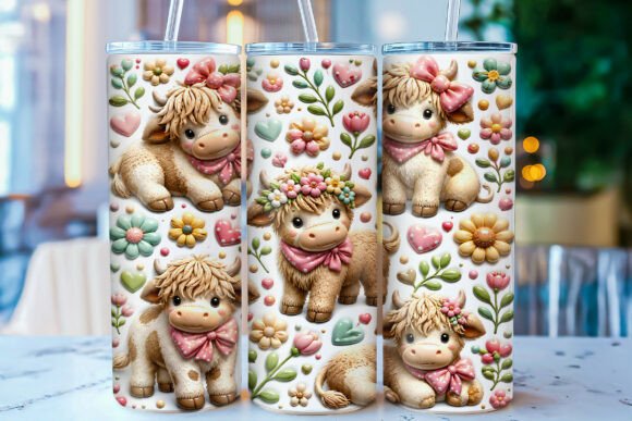 Download Inflated Highland Cow Tumbler Wrap PNG - Tumbler wrap Collection