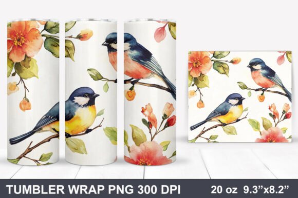 Download Bird and Flowers Tumbler Wrap - Tumbler wrap Collection
