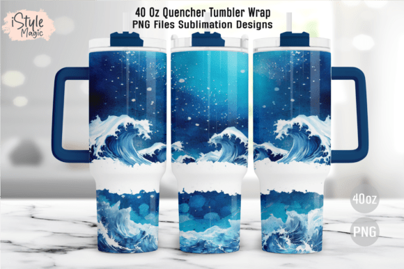 Download Ocean Waves Summer 40oz Tumbler Wrap PNG - Tumbler wrap Collection