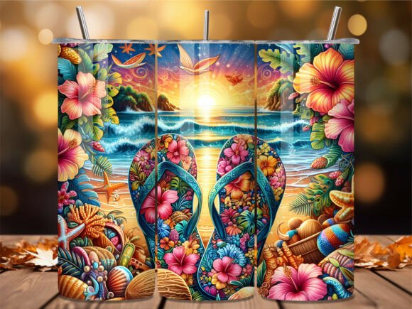 Download Tropical Flip Flops Beach Tumbler Wrap - Tumbler wrap Collection