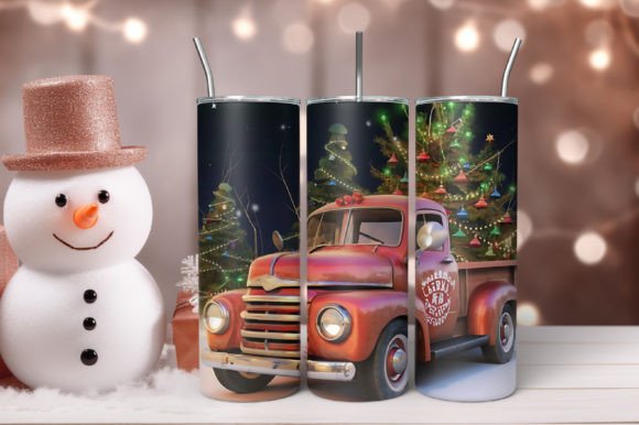Download Christmas Tumbler Wrap Vintage Red Truck - Tumbler wrap Collection