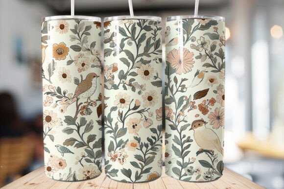 Download Vintage Bird &amp; Flowers Tumbler Wrap - Tumbler wrap Collection