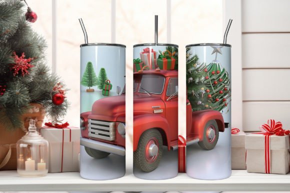 Download Christmas Tumbler Wrap Vintage Red Truck - Tumbler wrap Collection