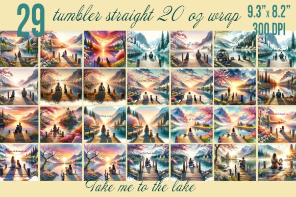 Download Mountains Lake Tumbler Wrap Bundle - Tumbler wrap Collection